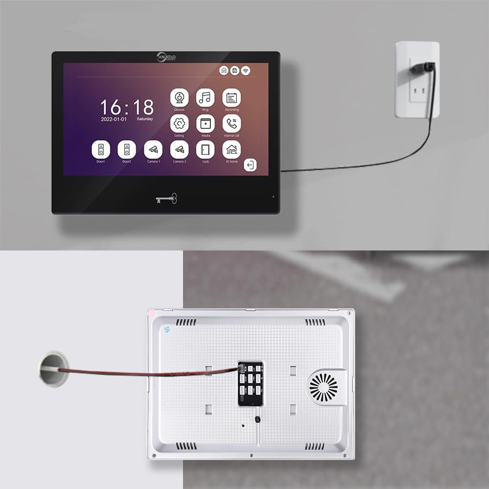 Amazon.co.jp: インターホン ドアホン 電源直結式 自動録画機能付 手動